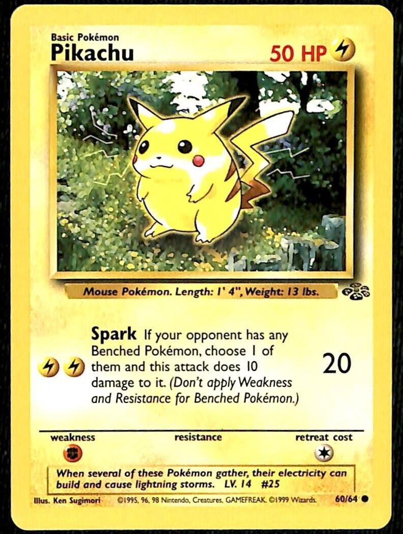 1999 Pokemon Jungle PIKACHUCertificationPrimary Signer (1 Signer)VERONICA TAYLOR #60 Pikachu front