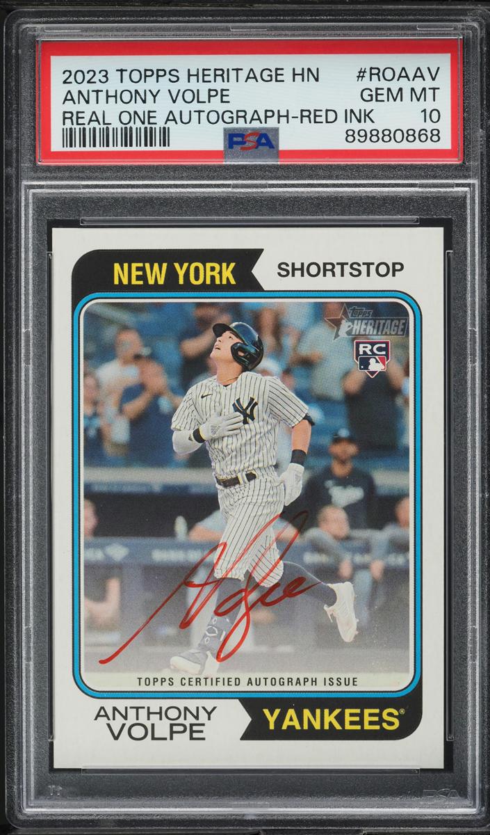 2023 Topps Heritage Baseball Red Ink Anthony Volpe #ROA-AV PSA 8.5