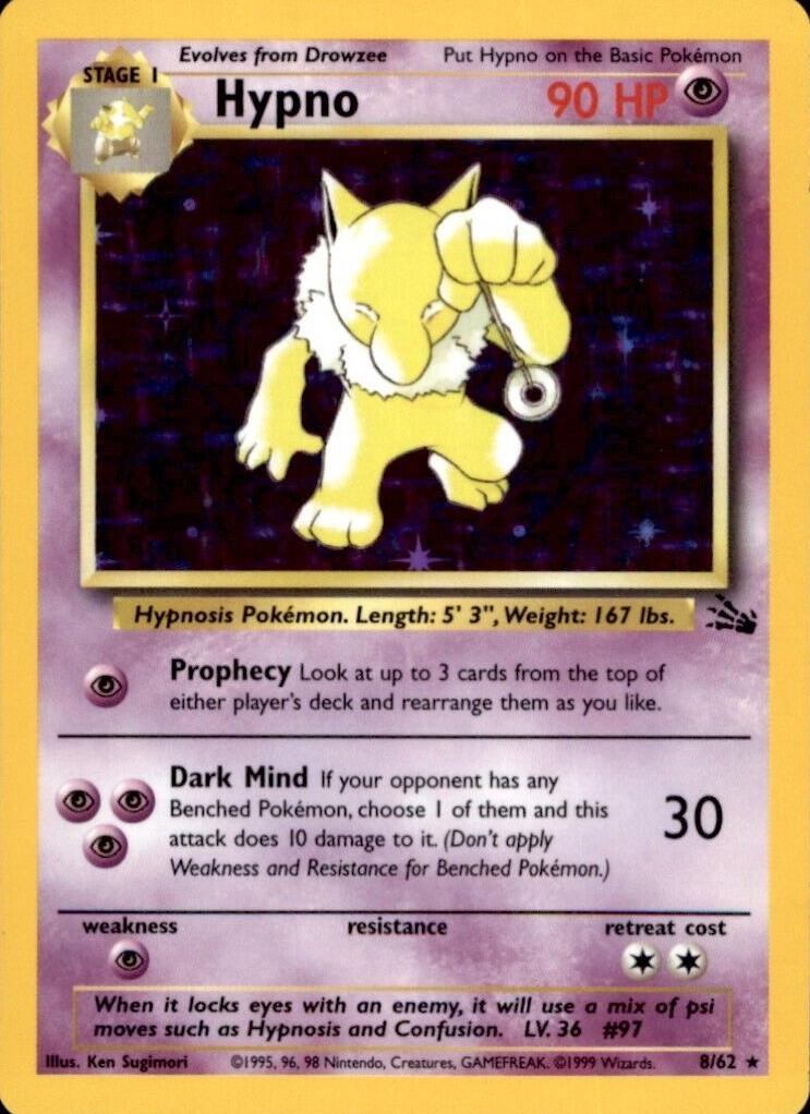 Hypno Holo 1999 Pokemon Fossil