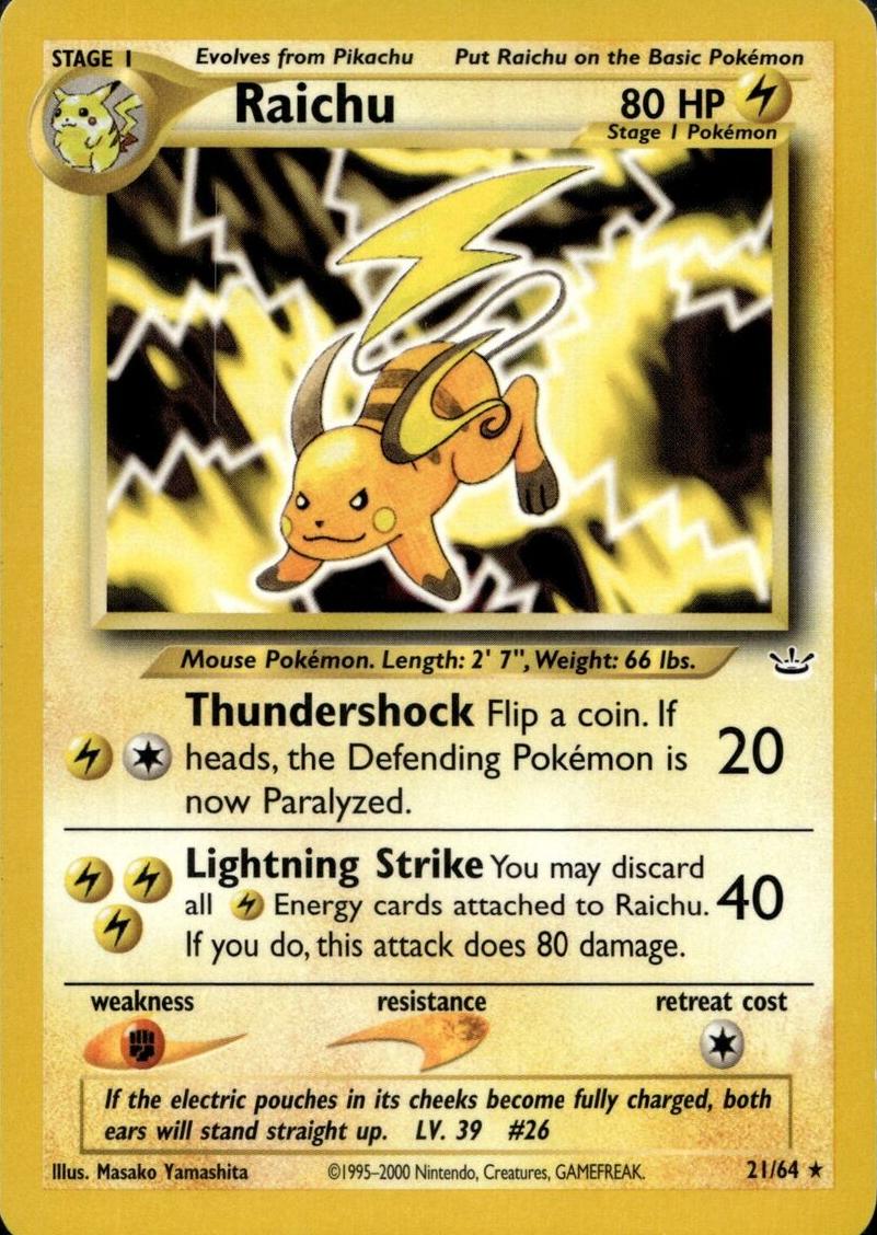 Raichu 2001 Pokemon Neo Revelation
