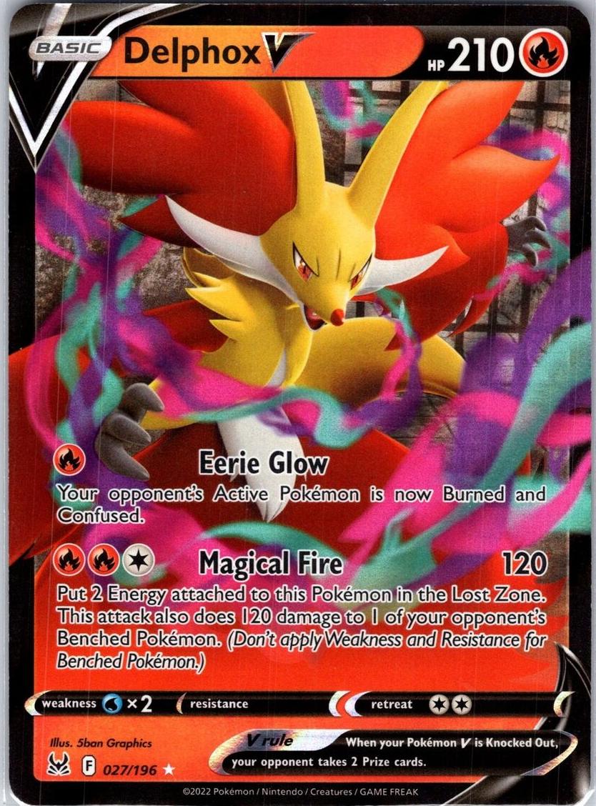 Delphox V Holo 2022 Pokemon Lost Origin