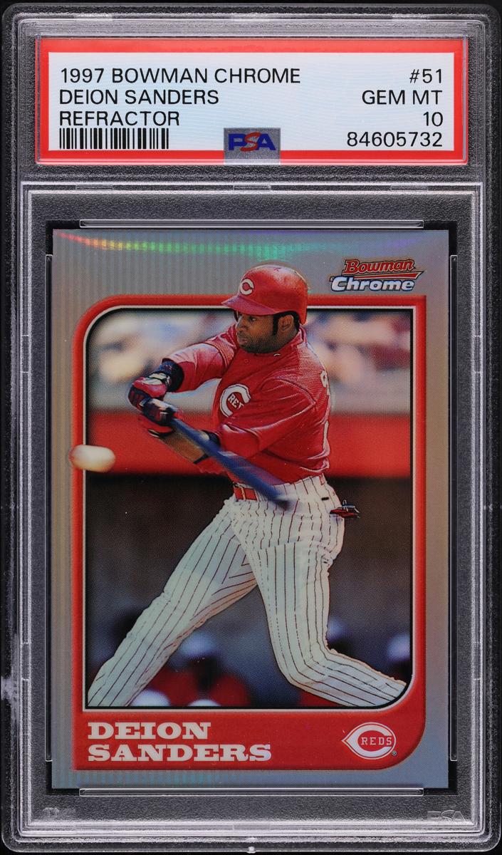 1997 Bowman Chrome Baseball Refractor Deion Sanders #51 PSA 10