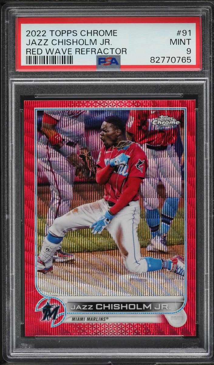 2022 Topps Chrome Baseball Red Wave Jazz Chisholm Jr. #91 PSA 8.5