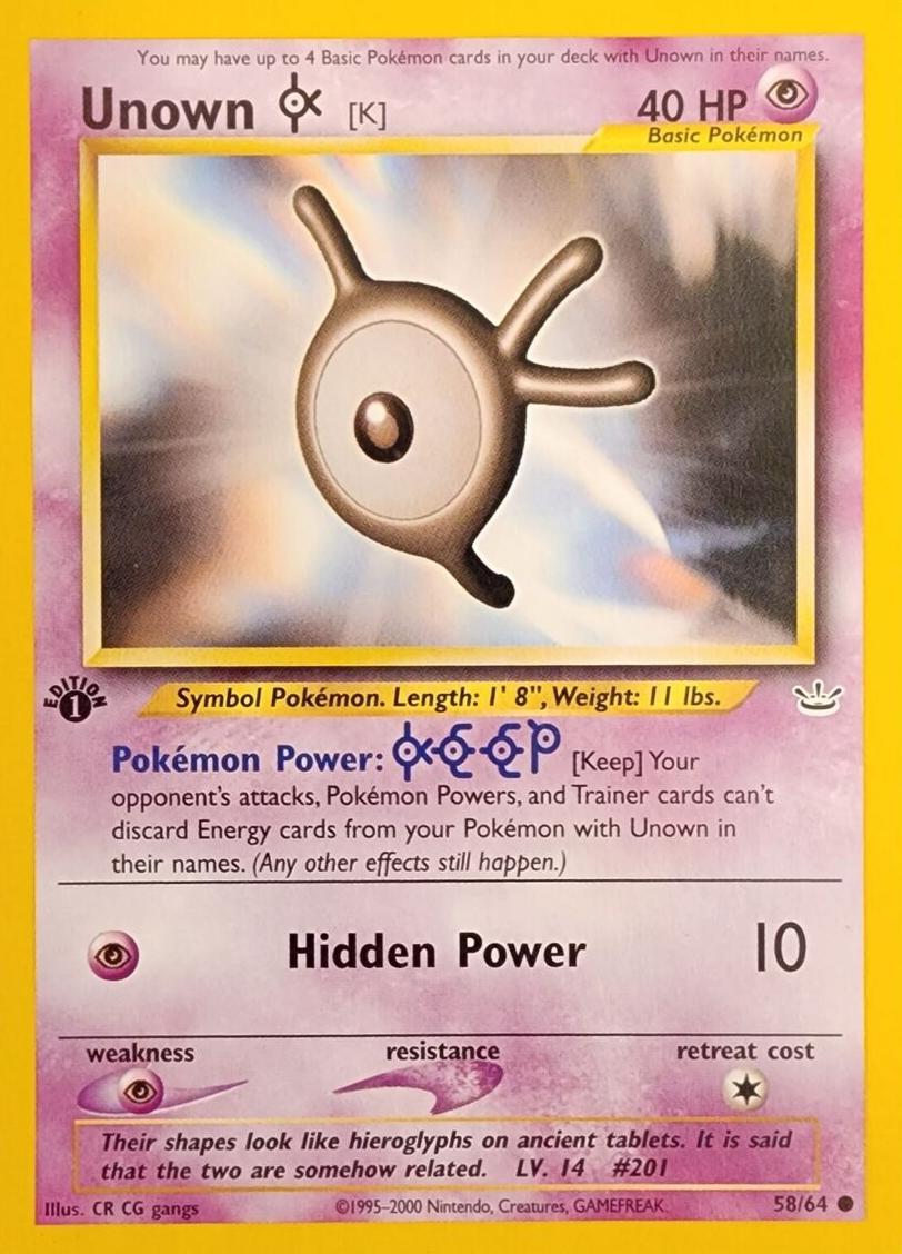 2001 Unown K [1st Edition] #58