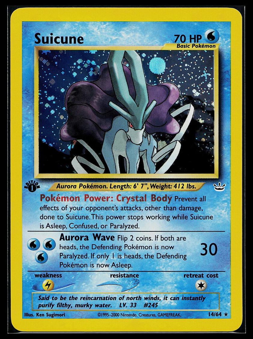 2001 Pokemon Neo Revelation 1 Stedition Pa Holo #14 Suicune front