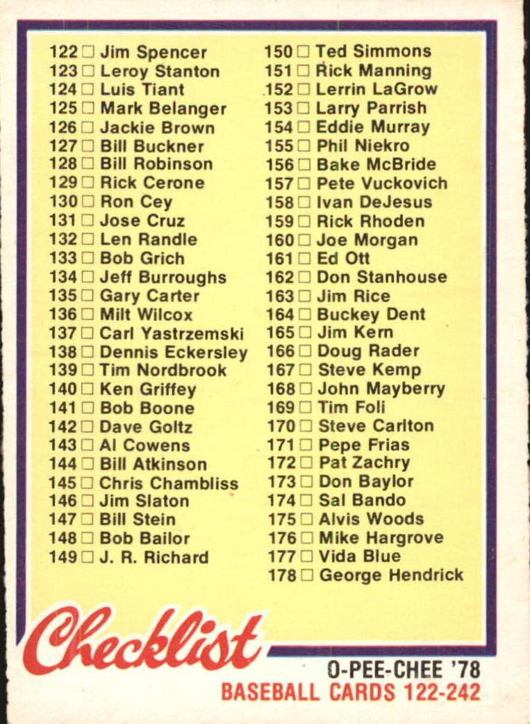 1978 Checklist 122-242 #183
