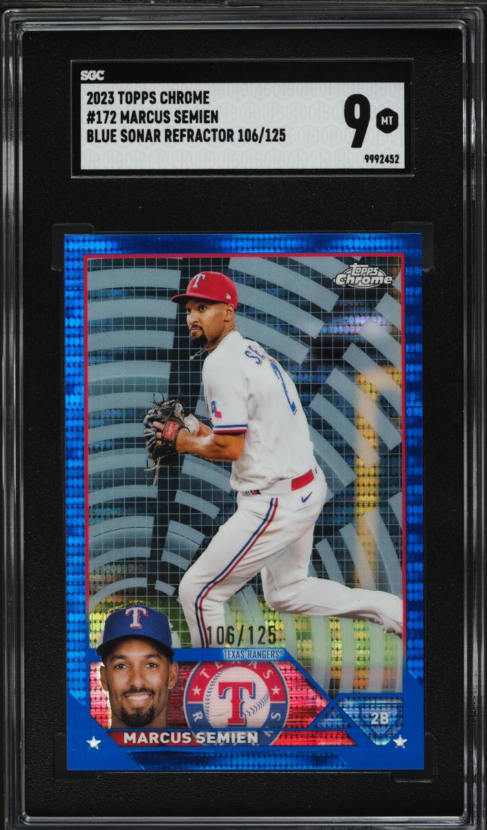 2023 Topps Chrome Baseball Blue Sonar Marcus Semien #172 SGC 9