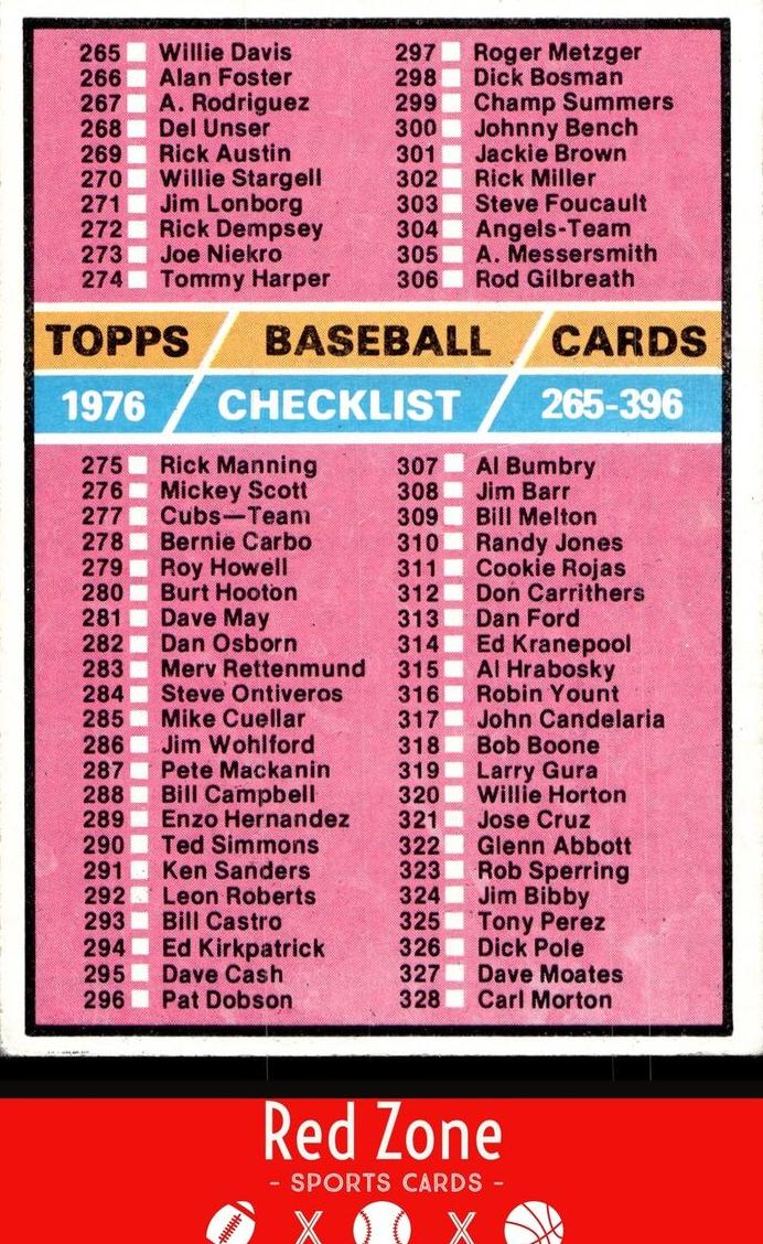 1976 Checklist 265-396 #392