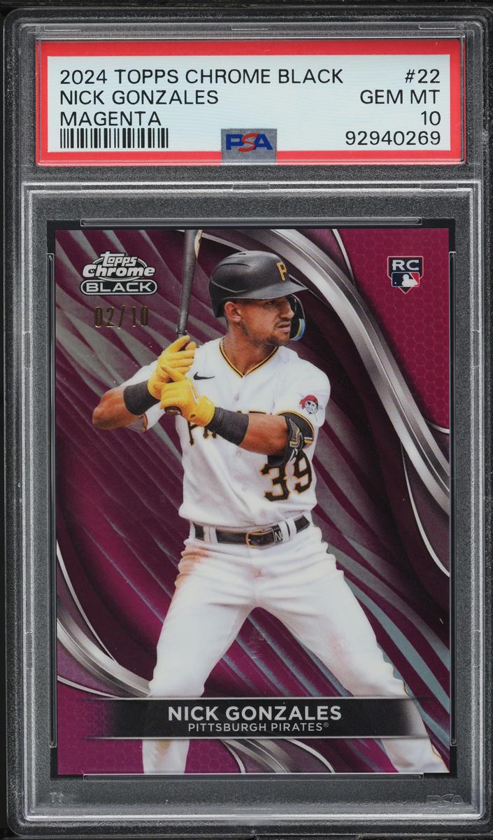 2024 Topps Chrome Black Baseball Magenta Nick Gonzales #22 PSA 9
