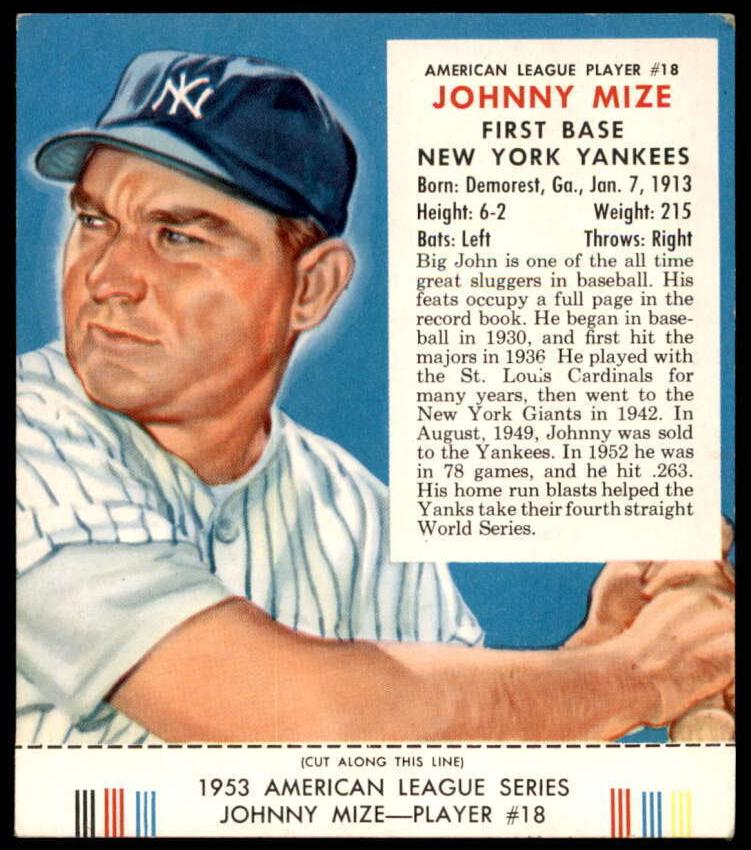 1953   Red #18 Johnny Mize front
