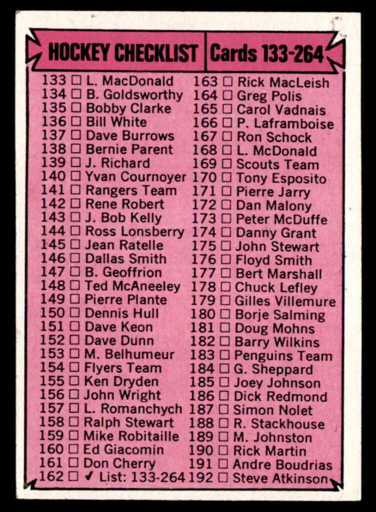 1974 Checklist 133-264 #162