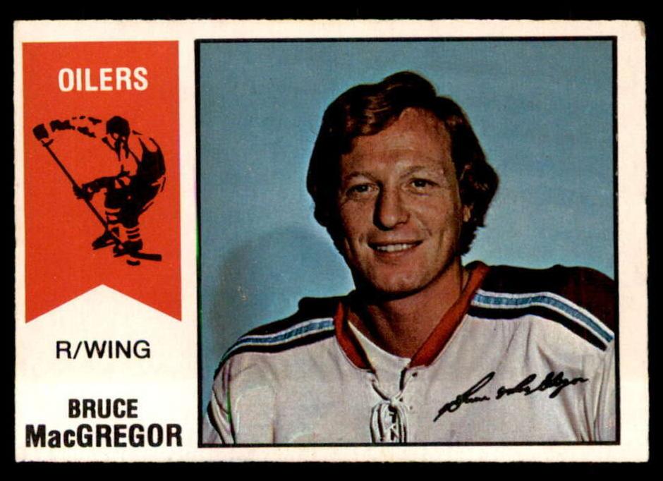 1974 O-Pee-Chee WHA Bruce MacGregor #2 card