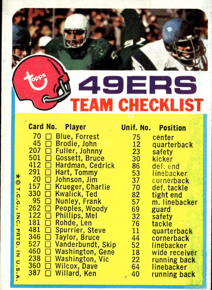 1973 San Francisco 49ers #NNO
