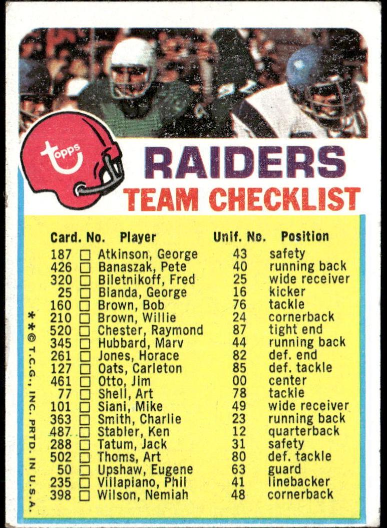 1973 Oakland Raiders #NNO