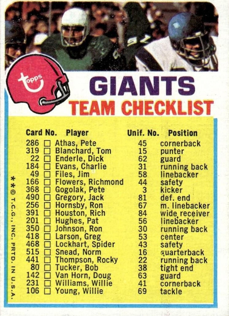 1973 New York Giants #NNO