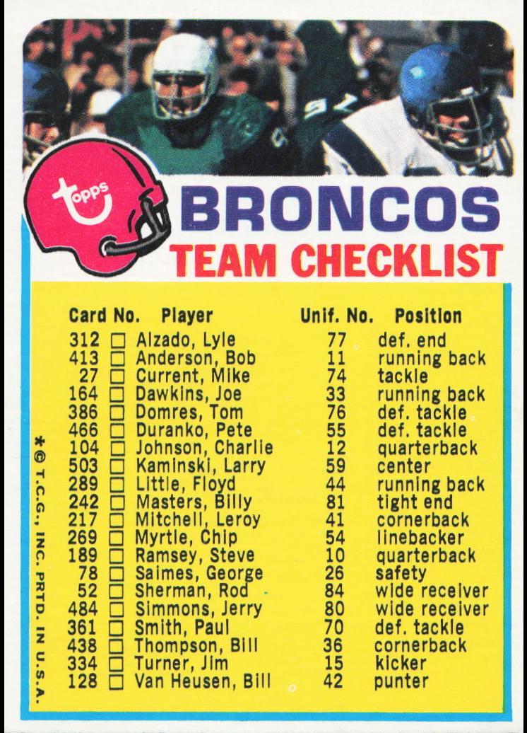 1973 Denver Broncos #NNO