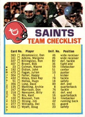 1973 New Orleans Saints #NNO