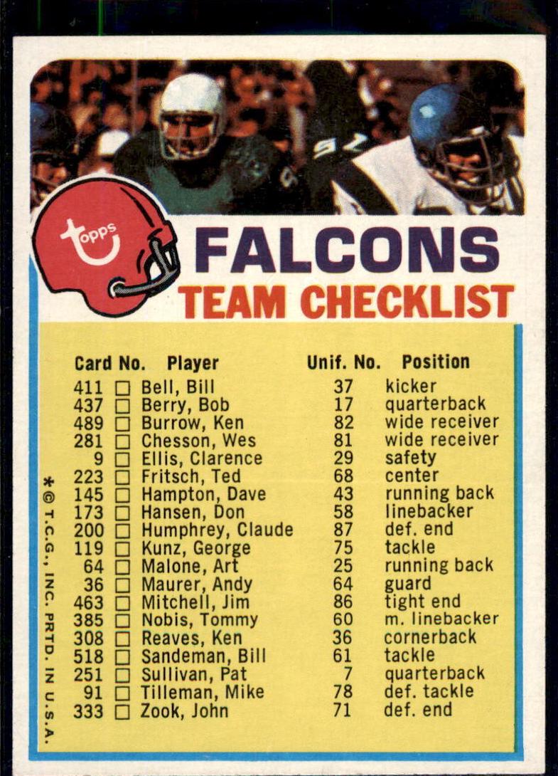 1973 Atlanta Falcons #NNO
