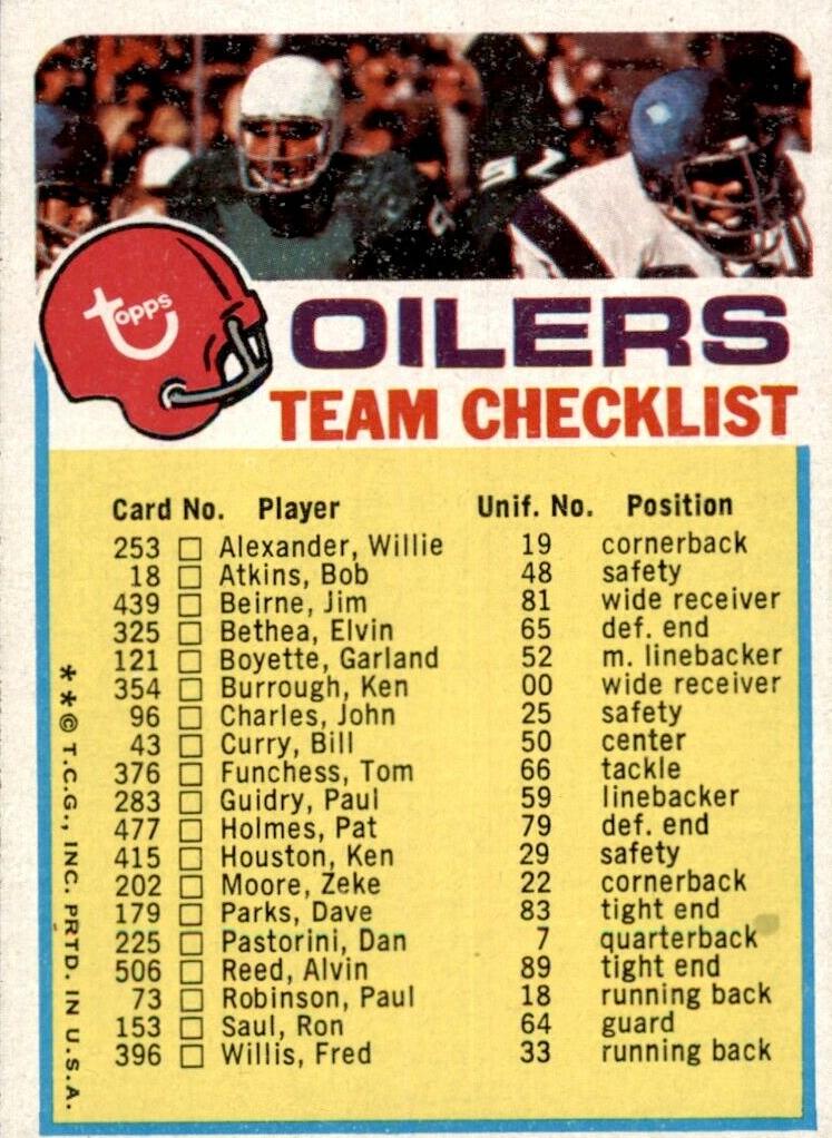 1973 Houston Oilers #NNO