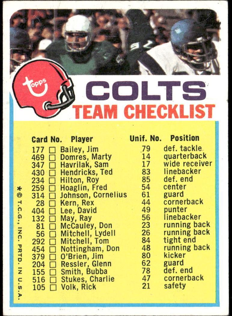 1973 Baltimore Colts #NNO