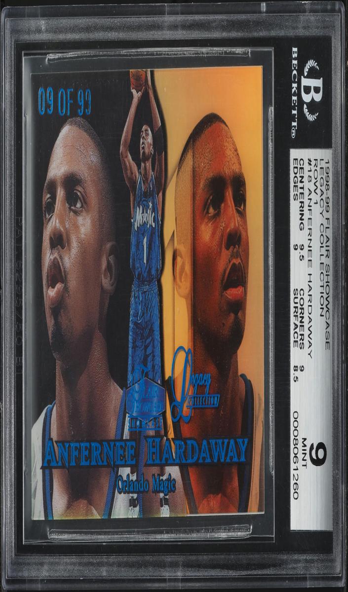 1998 Flair Showcase Basketball Row 1 Anfernee Hardaway #18 BGS 9