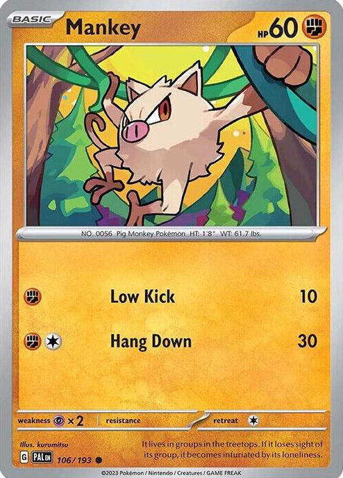 Mankey 2023 Pokemon Scarlet & Violet Paldea Evolved