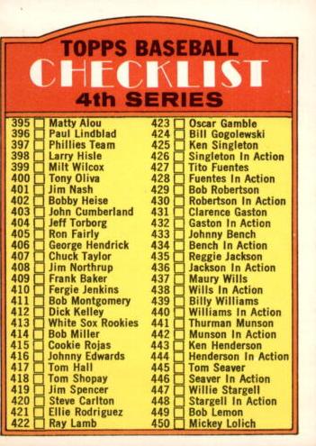 1972 Checklist 395-525 #378