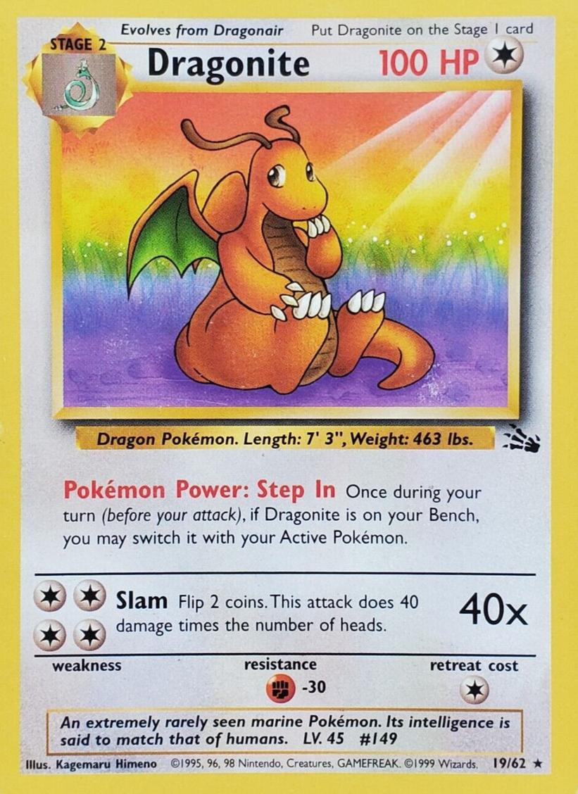 Dragonite 1999 Pokemon Fossil