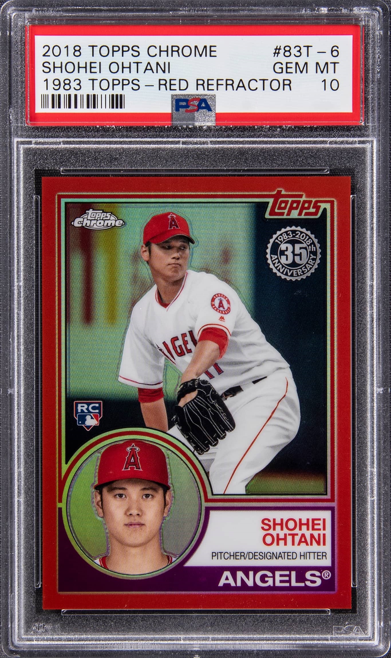 2018 Topps Chrome Baseball Red Refractor Shohei Ohtani #83T-6 PSA 9