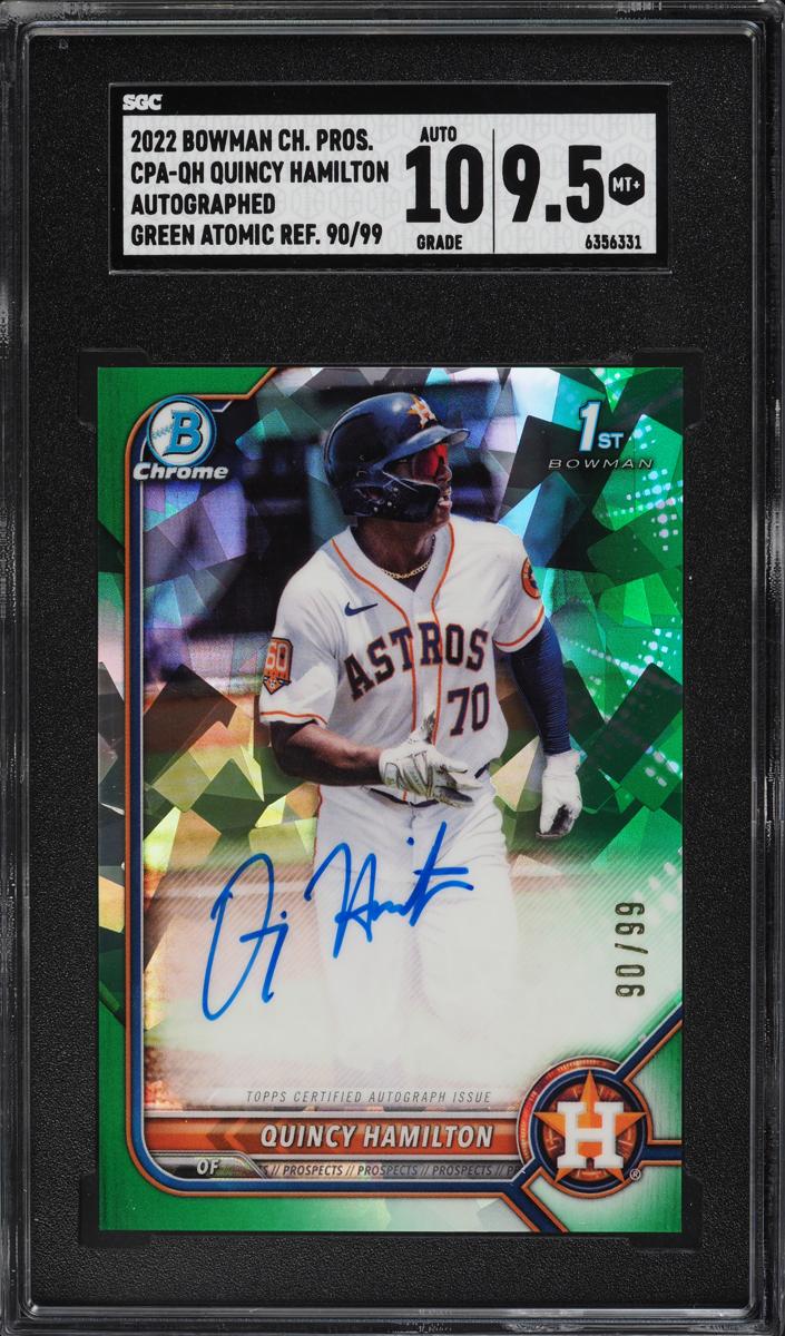 2022 Bowman Chrome Prospects Baseball Green Atomic Quincy Hamilton #CPA-QH PSA 9