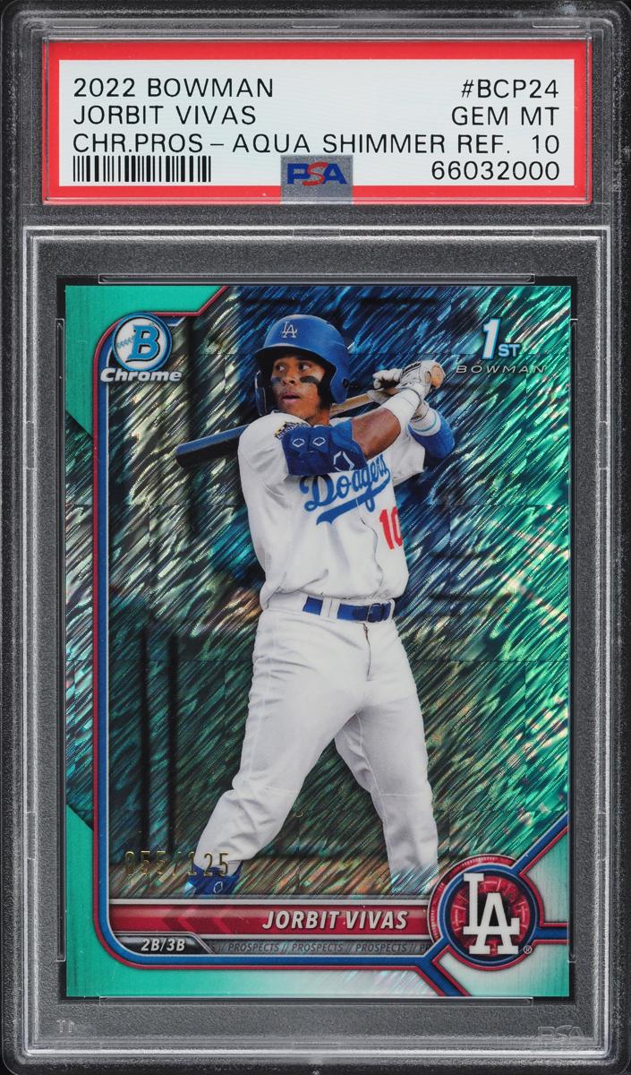 2022 Bowman Chrome Prospects Baseball Aqua Shimmer Jorbit Vivas #BCP-24 PSA 10