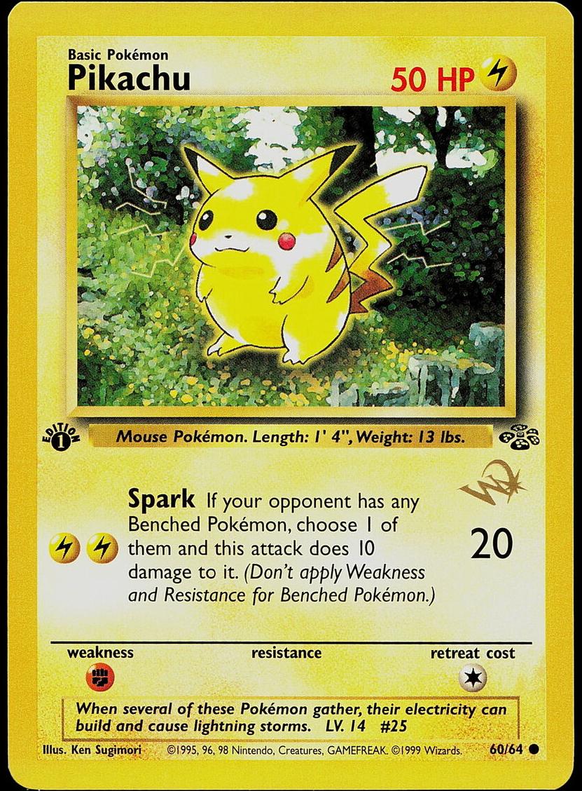 1999 Pokemon Jungle 1 Sted.Wstp.Dlst.Promo 1ST ED.W STP.DLST.PROMO #60 Pikachu front