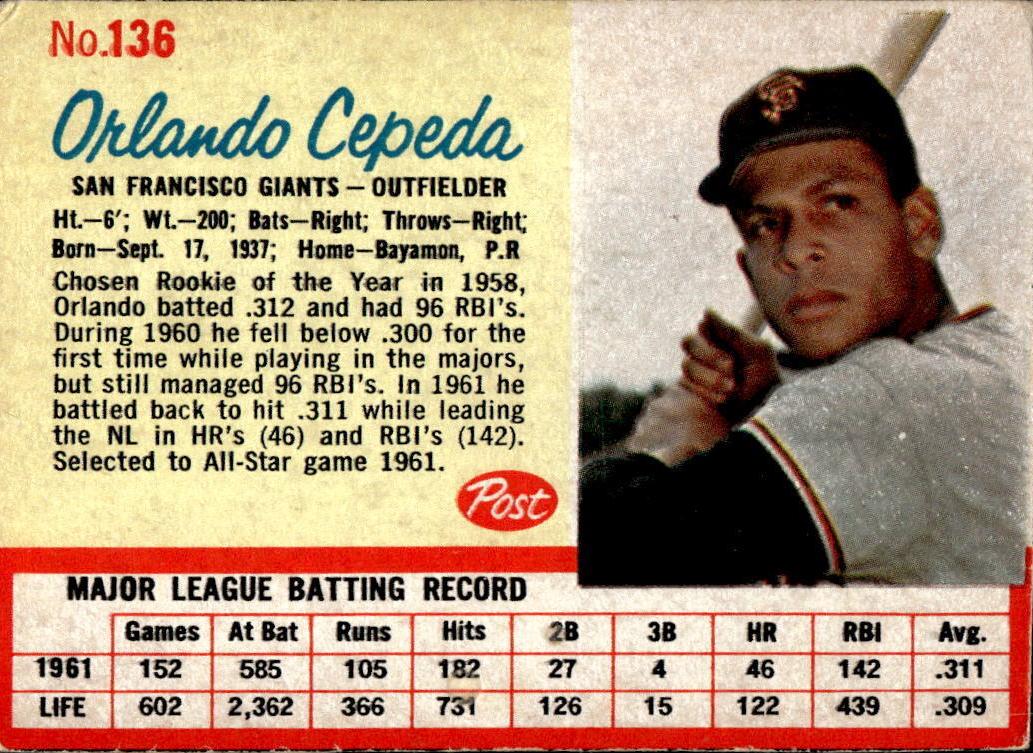 1962 Orlando Cepeda #136