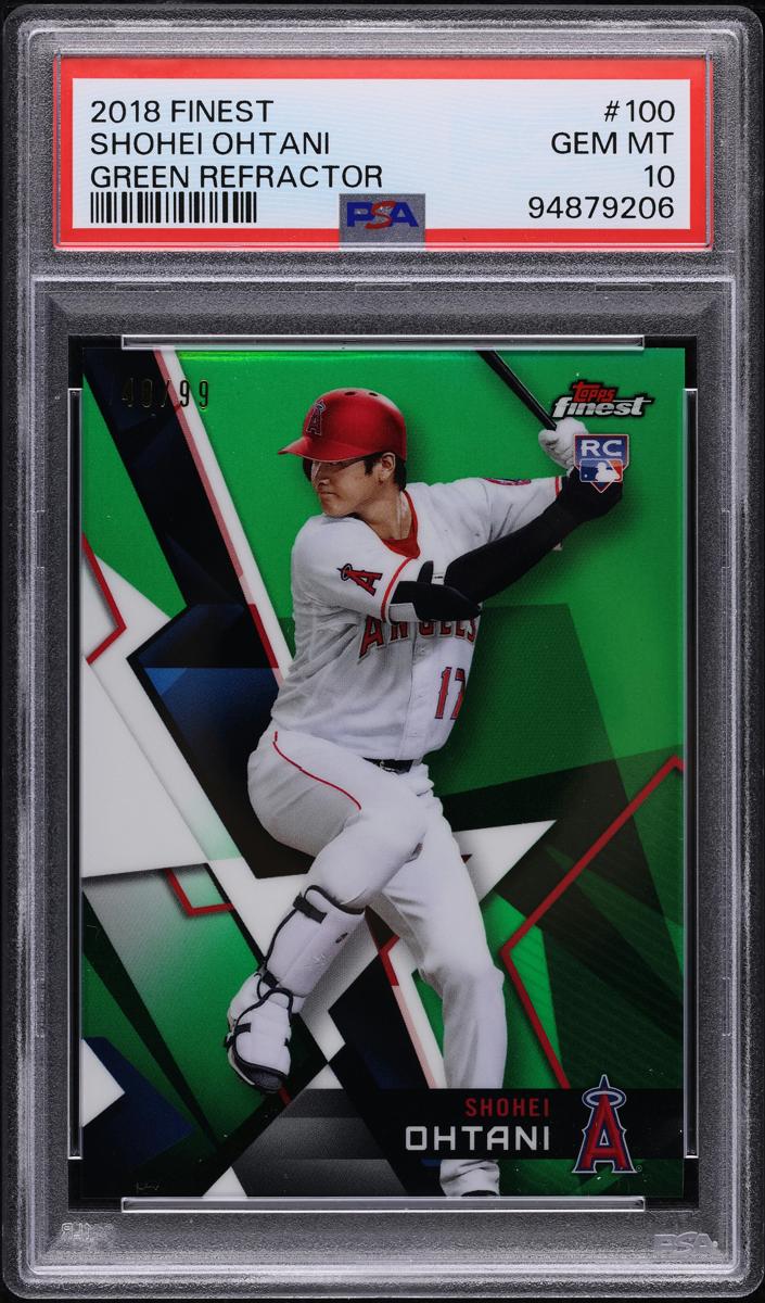 2018 Topps Finest Baseball Green Shohei Ohtani #100 PSA 9