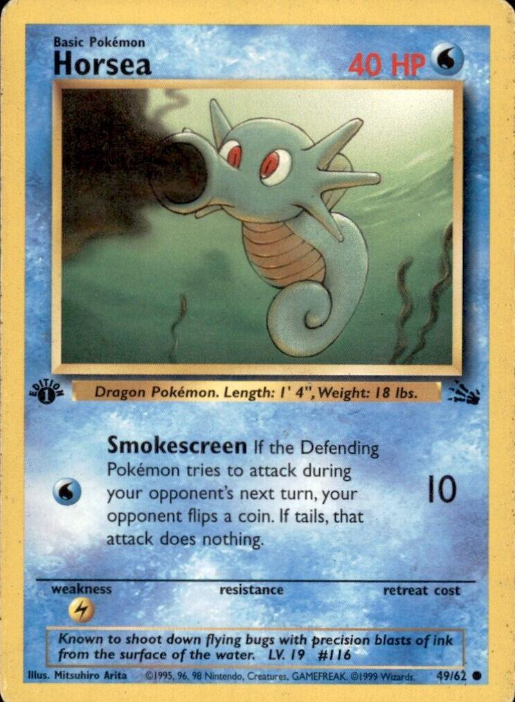 1999 Pokemon Fossil 1st Edition #49 Horsea front