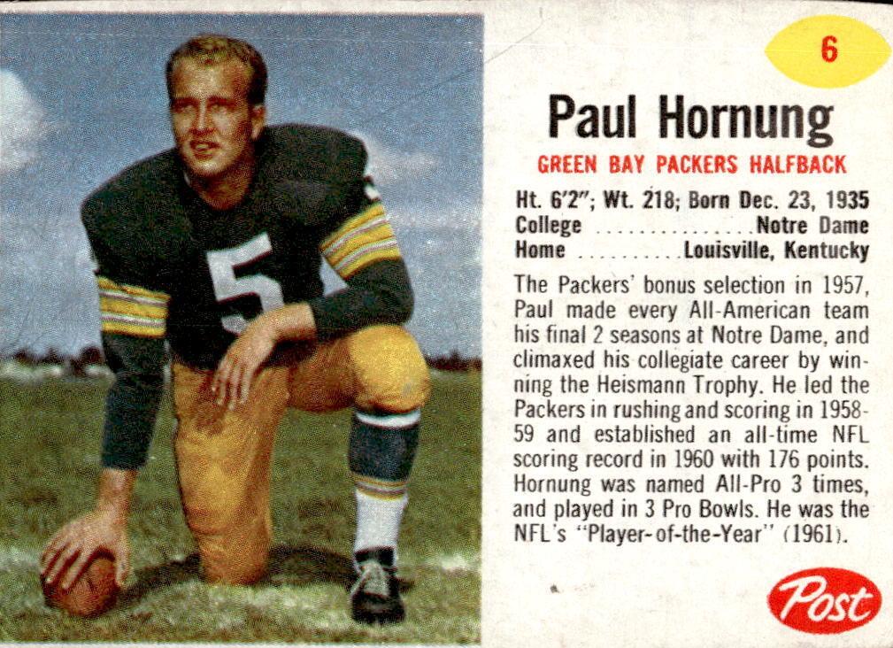 1962 Paul Hornung #6