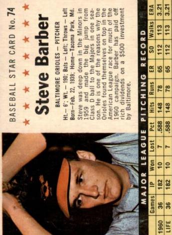 1961 Steve Barber [Perforated] #74
