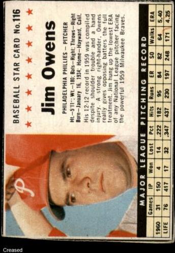 1961 Jim Owens [Hand Cut] #116