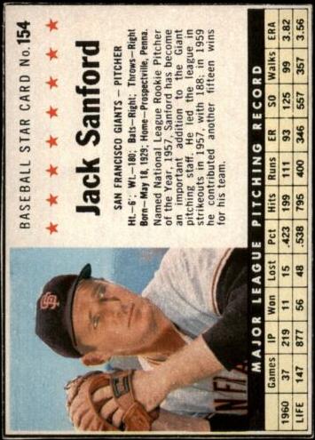 1961 Jack Sanford [Hand Cut] #154