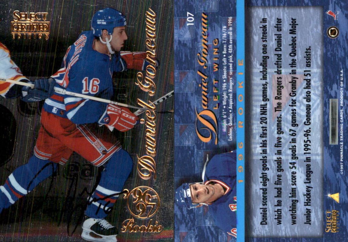 1996 Select Certified Daniel Goneau [Mirror Red] #107 card