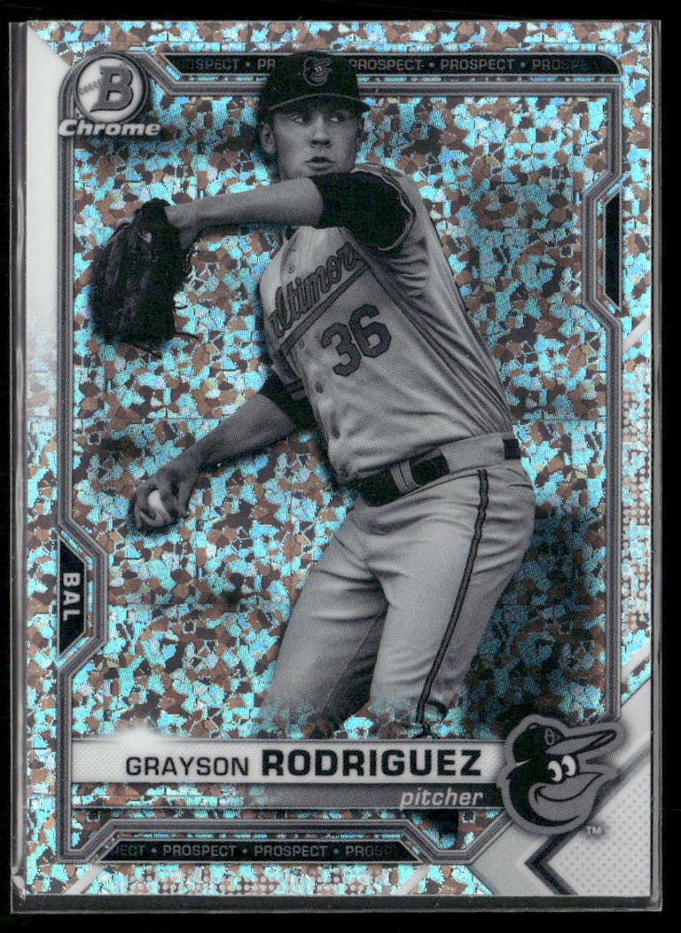 2021 Bowman Chrome Baseball Black And White Mini Diamond Refractor Grayson Rodriguez #BCP-165
