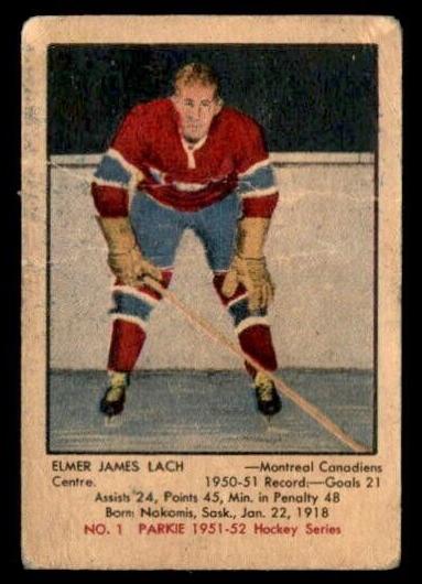 1951 Parkhurst Elmer Lach #1 card
