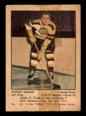 1951 Parkhurst #28 Woody Dumart front