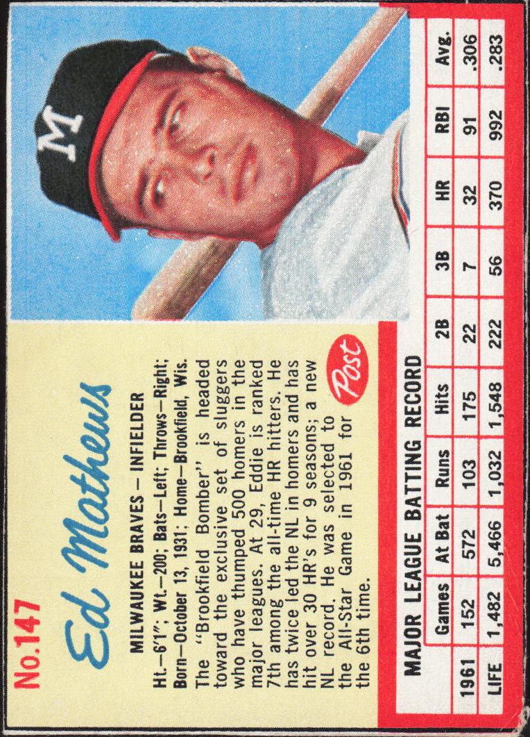 1962 Eddie Mathews #147