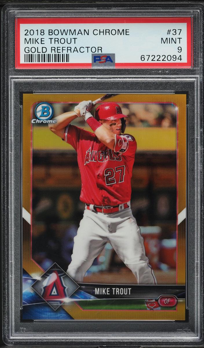 2018 Bowman Chrome Baseball Gold Mike Trout #37 PSA 9