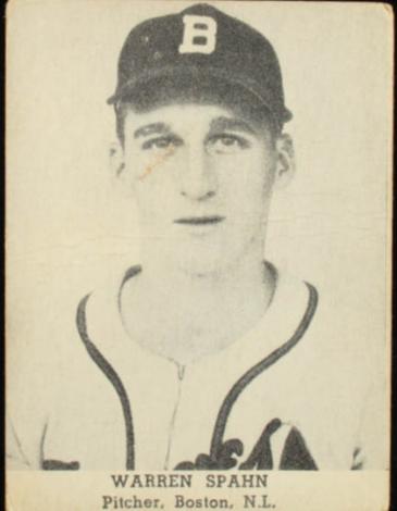 1947 Tip Top Bread Warren Spahn card