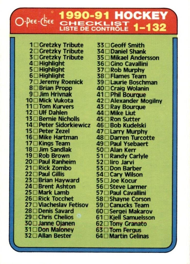1990 Checklist 1-132 #132