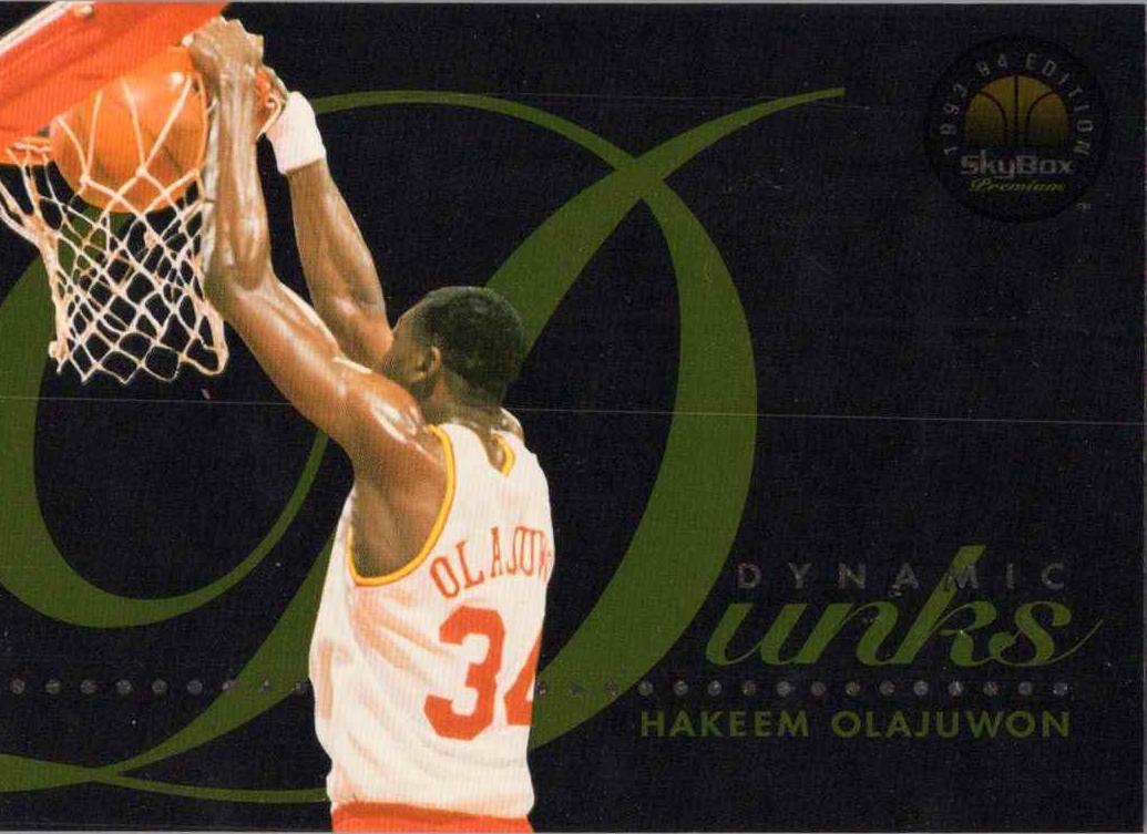 1993 Skybox Premium Dynamic Dunks Hakeem Olajuwon #D8 card
