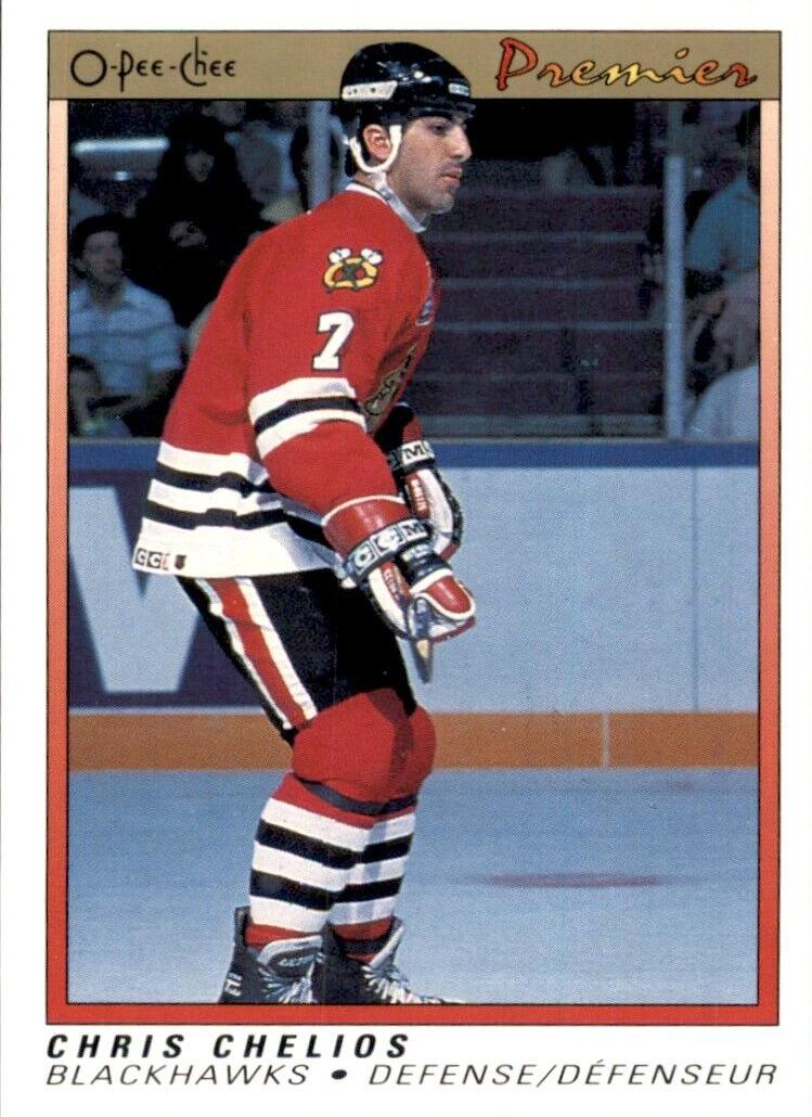 1990 O-Pee-Chee Premier Chris Chelios #13 card