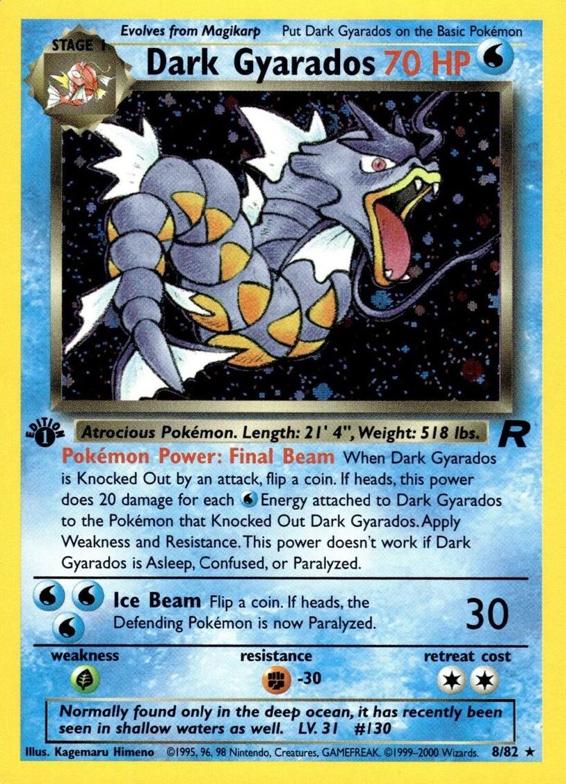 2000 Pokemon Team Rocket Holo Gyarados front